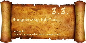 Benyovszky Bács névjegykártya